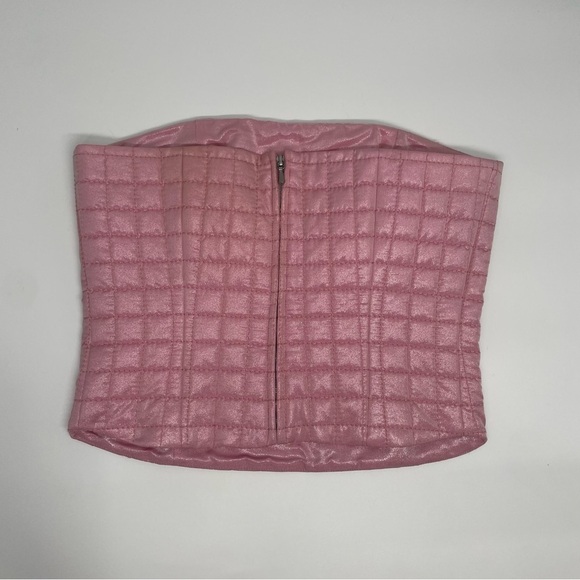 Vintage Chanel Bustier Corset Top Pink Quilted Strapless Spring 2001 Runway 38 - Picture 12 of 16